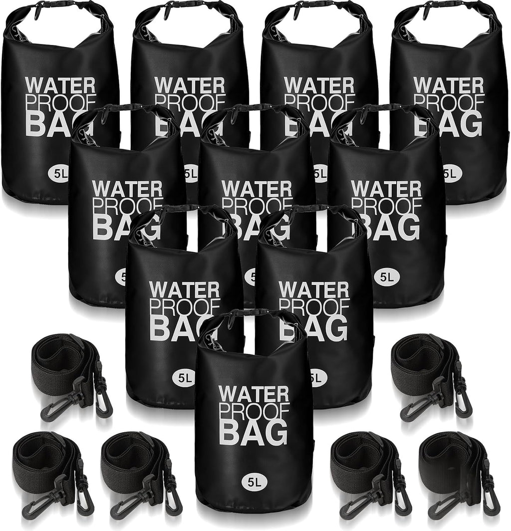 Jexine 10 Pack Dry Bag Waterproof, 5L Ultralight Dry Sacks Roll Top Storage Bag Backpack Camping Portable Outdoor Bags Keep Gear for Backpacking Kayaking Hiking Swimming Fishing Boating (Multicolor)