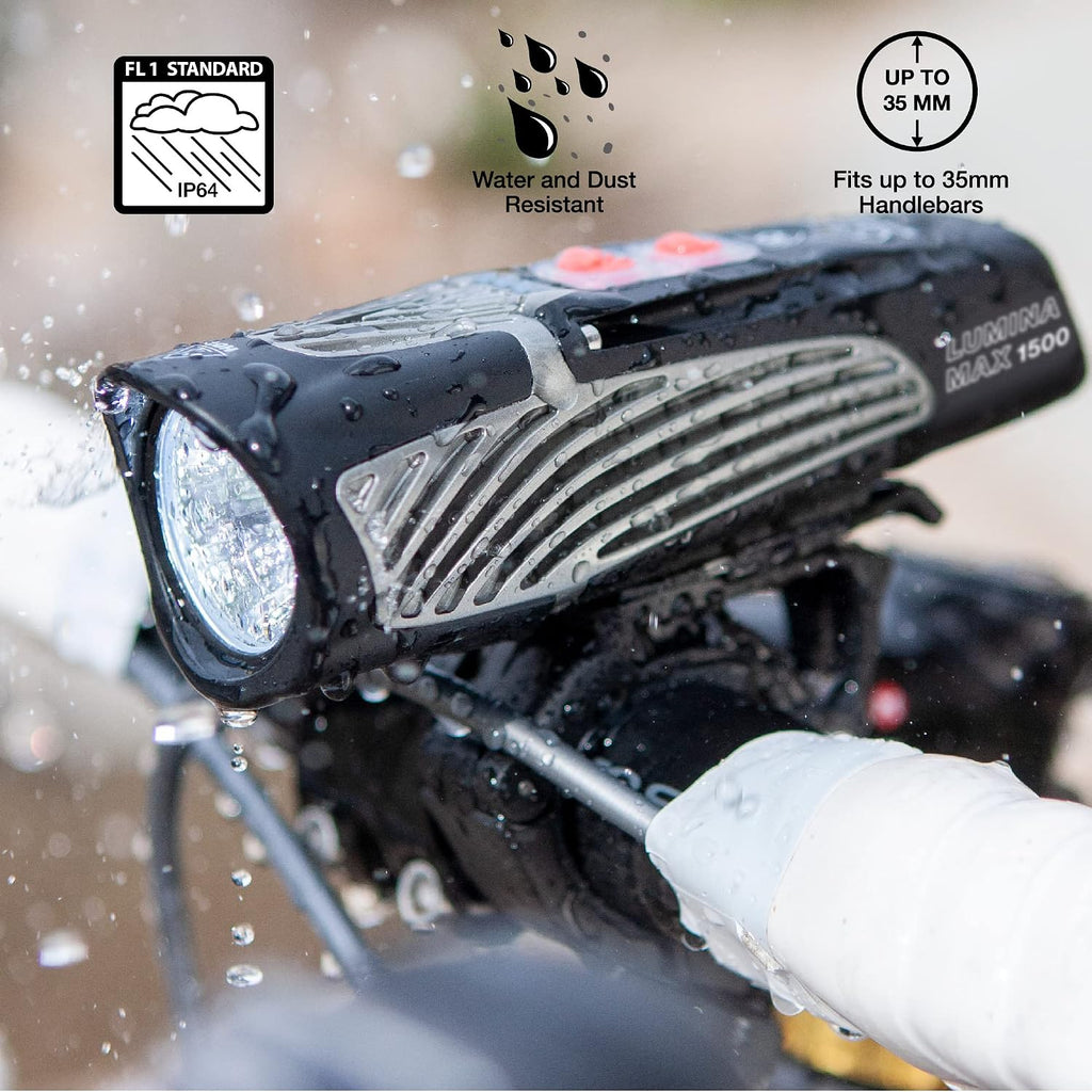 NiteRider Lumina Max 1500/2000/2500 Bike Light | USB-C Rechargeable LED Headlight with Wireless Control, 8 Lighting Modes, 8-Step Fuel Gauge, IP64 Waterproof | Road Cycling, MTB, e-Bike