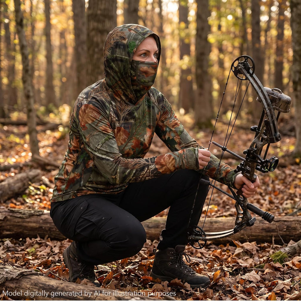 Women’s UPF 50+ Hunting Hoodie Shirt with Face Mask