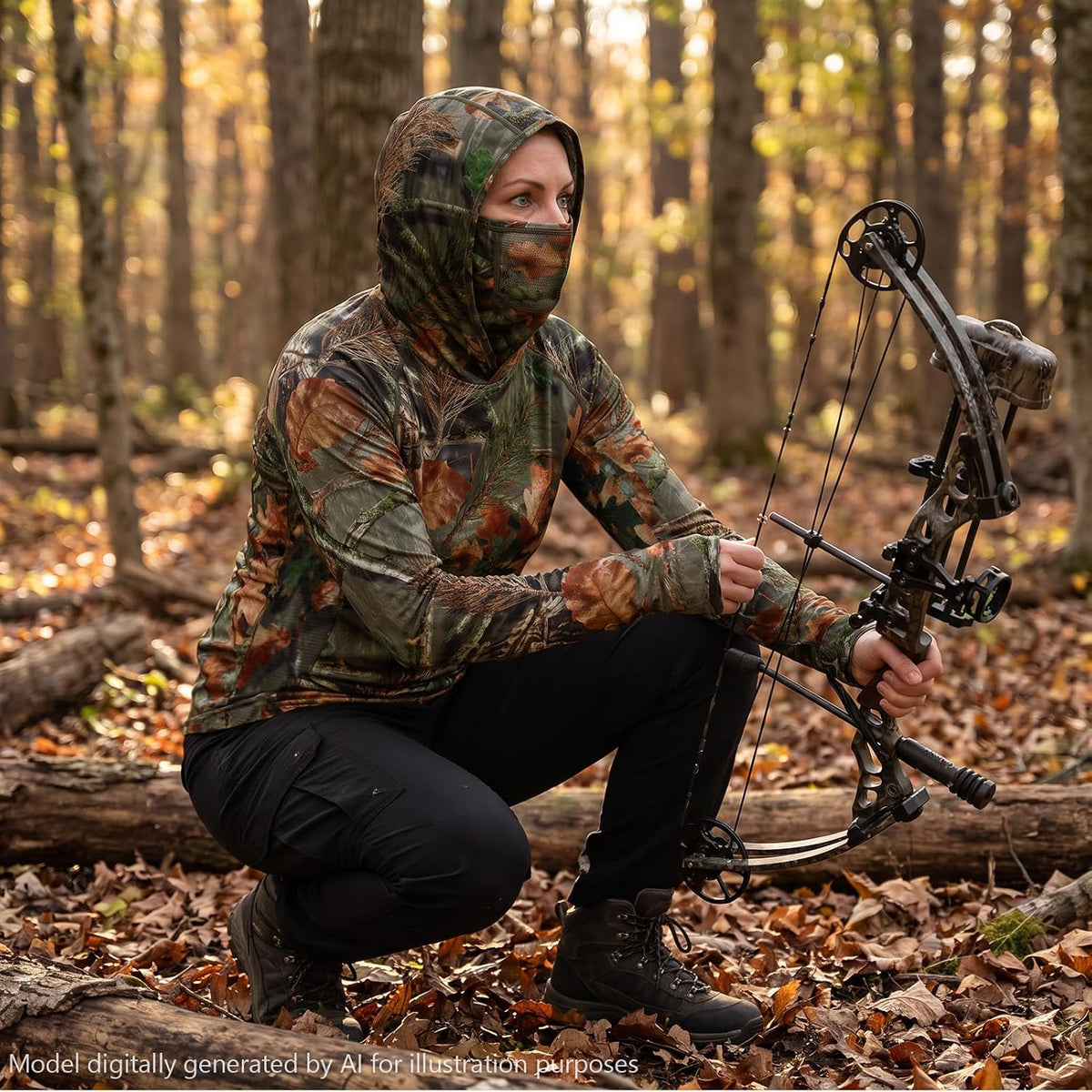 Women’s UPF 50+ Hunting Hoodie Shirt with Face Mask