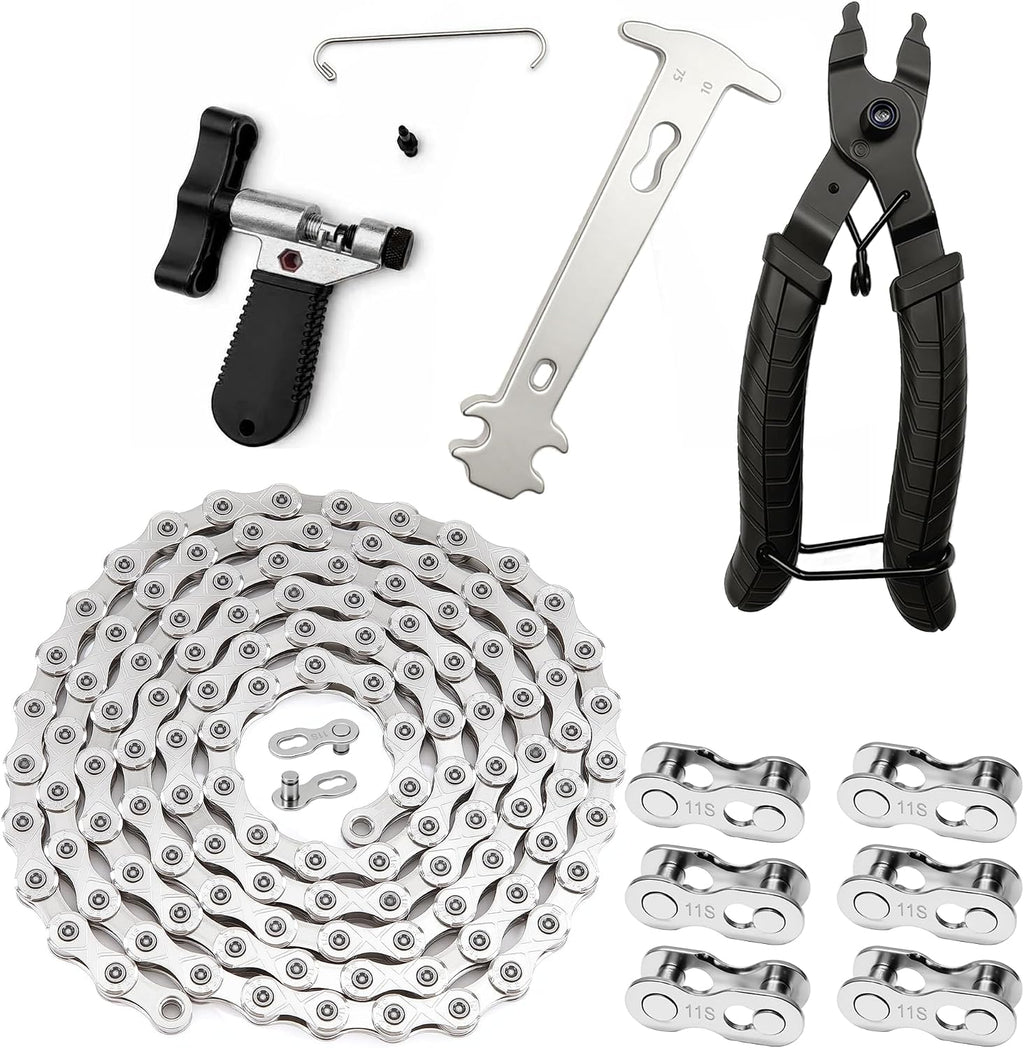 Bike Chain Tool Kit,6/7/8 Speed Bicycle Chain Repair Set,Bike Chain Breaker Tool With Hook,Chain Link Plier,6 Pairs Quick Release Chain Buckle For Road Mountain Racing Cycling Bikes（6/7/8 speed））