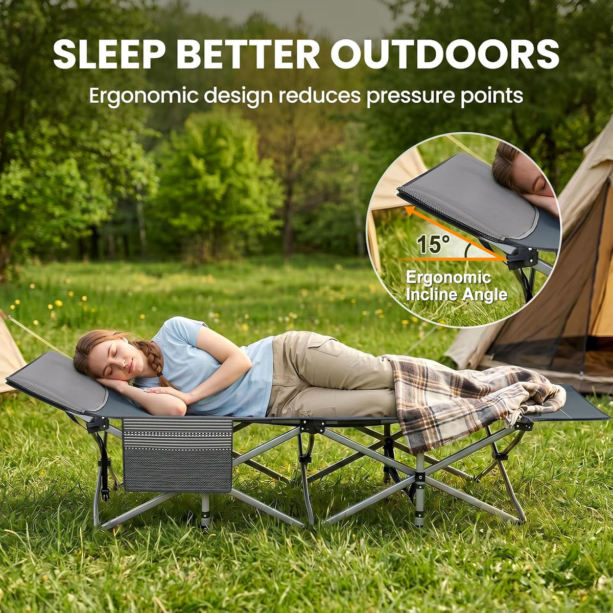 DoCred Folding Camping Cot with Mattress, 2 Pack Heavy Duty Folding Cot