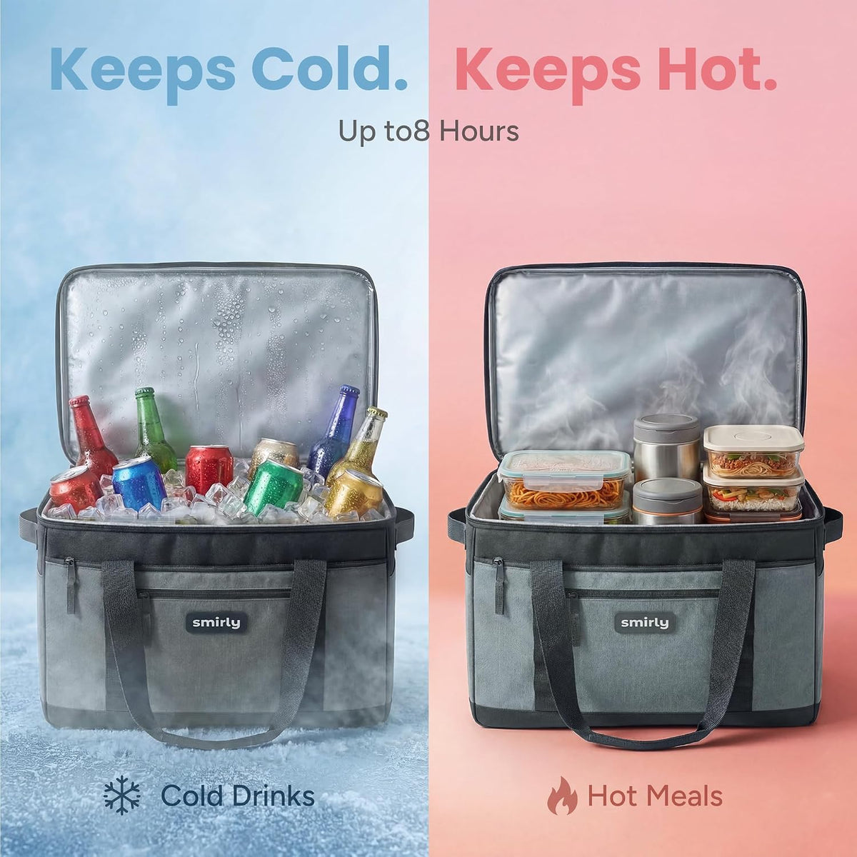 SMIRLY Cooler Bags Insulated, Large Soft Collapsible Cooler, 48 Cans