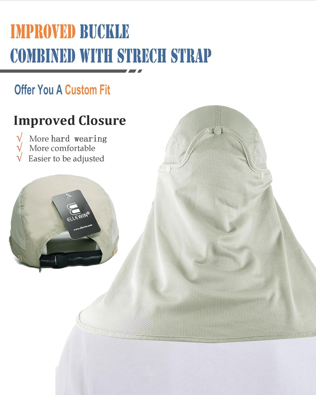 Outdoor Sun Hat for Men Women UPF 50+ Fishing UV Hat with Neck Flap Face Cover for Sun Protection