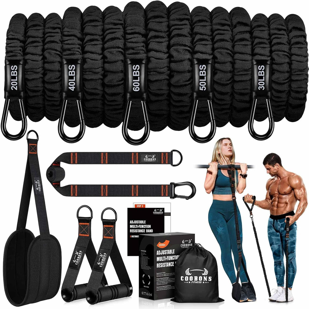 Resistance Bands, Exercise Bands, Resistance Bands for Working Out, Pull Up Assistance Bands, Work Out Bands with Handles for Men and Women Fitness, Strength Training Equipment