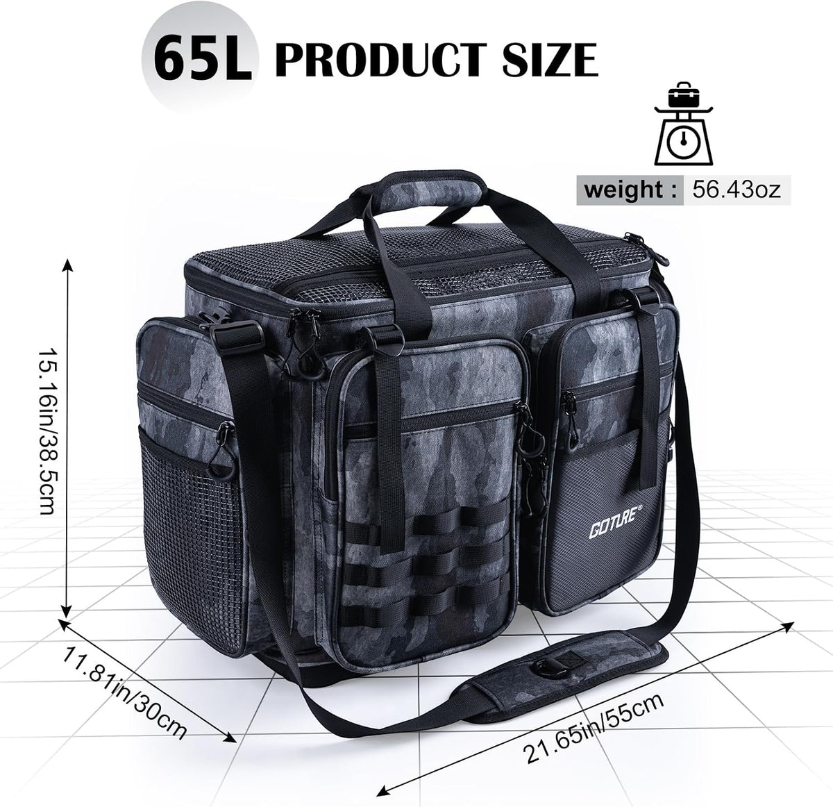 Goture Large Tackle Bag, Water Resistant Saltwater Gear Storage