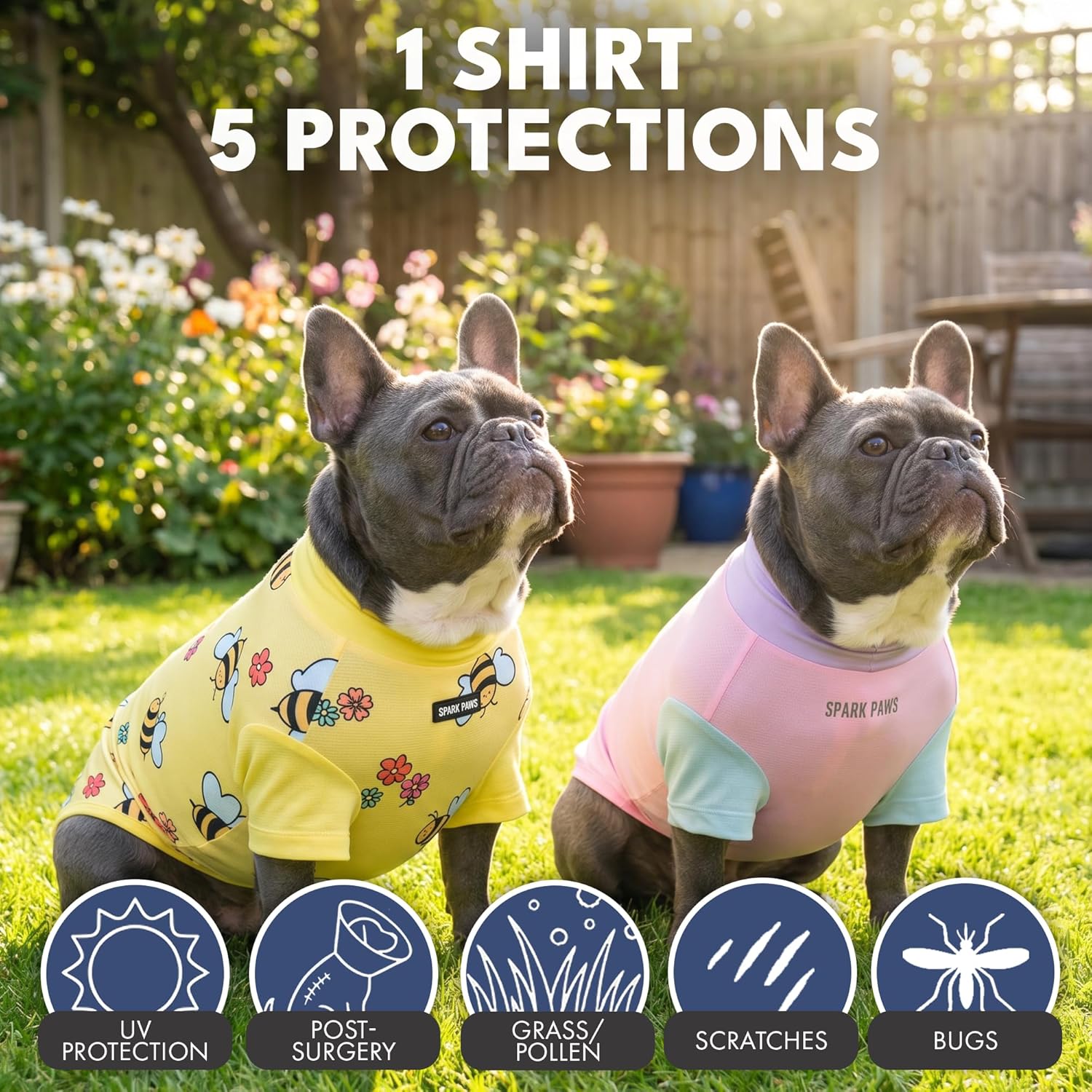 Spark Paws Sunblock Dog T-Shirt, SPF 30 UV Sun Protection, Summer Cooling