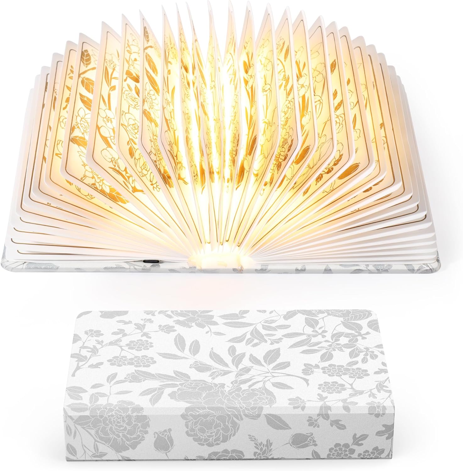 Book Lover Gift, Folding Book Lamp Decor, Portable Print Book Light