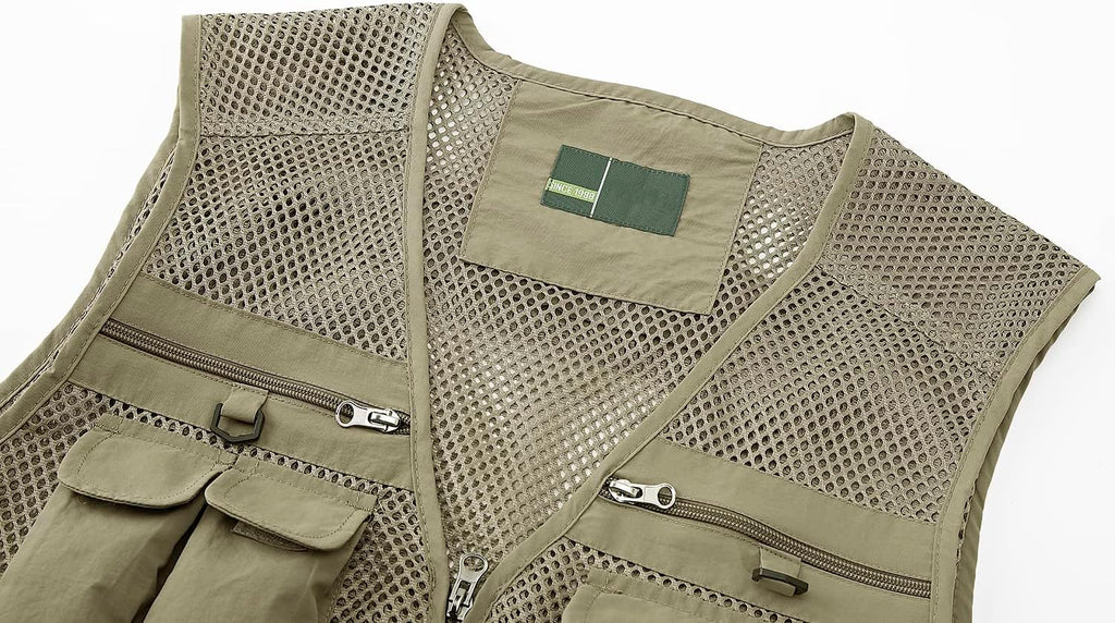 Ziker Men's Mesh Breathable Openwork Camouflage Journalist Photographer Fishing Vest Waistcoat Jacket Coat