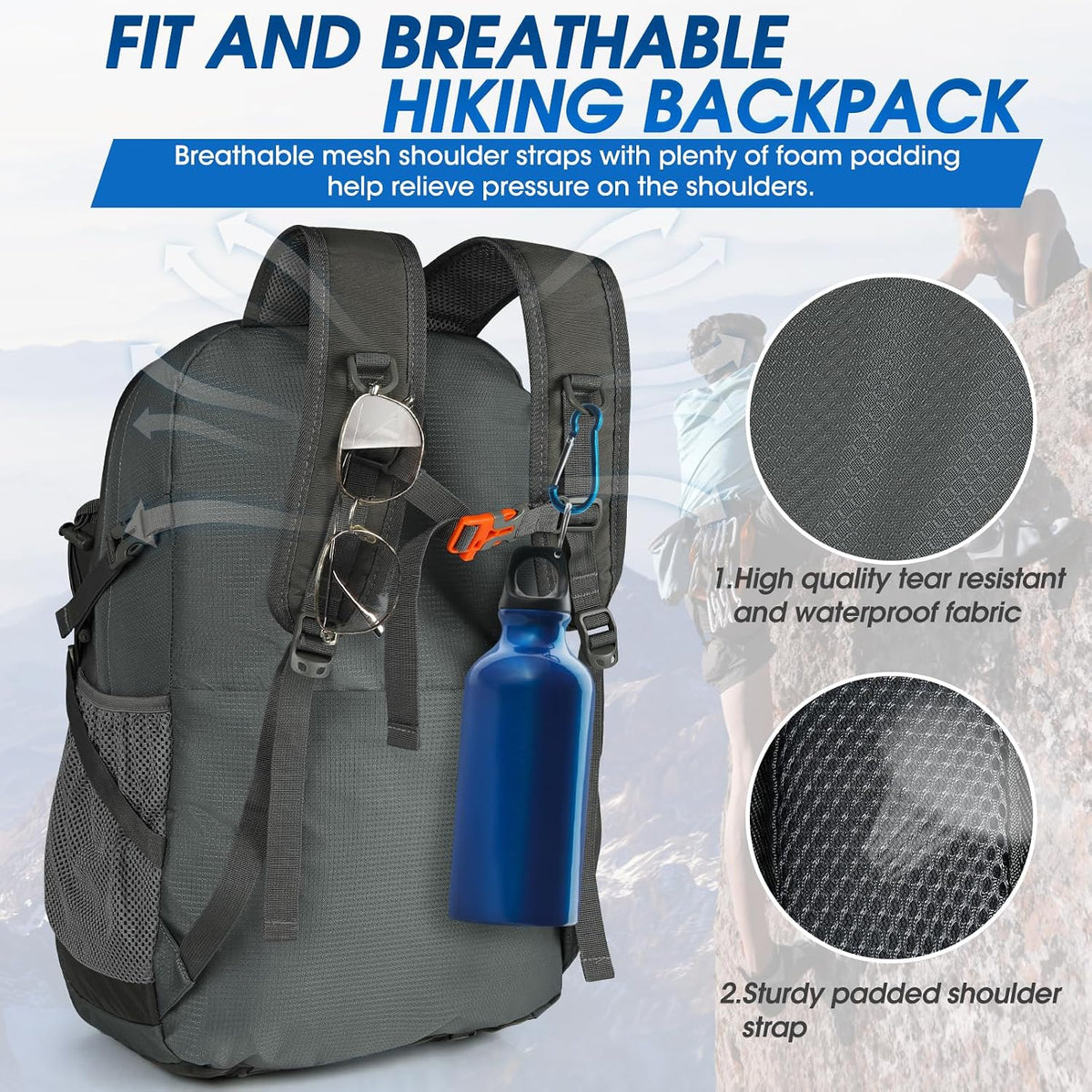 IGOLUMON Hiking Backpack 40L Packable Lightweight Camping Daypack Men Women