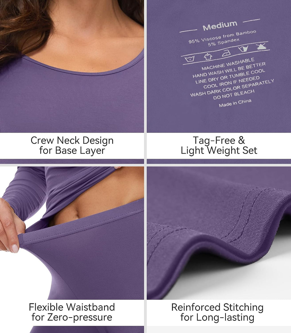 WiWi Soft Underwear for Women Thermal Long Johns Sets Super Warm Base Layer Top Pants Pajamas Set Viscose from Bamboo S-3X