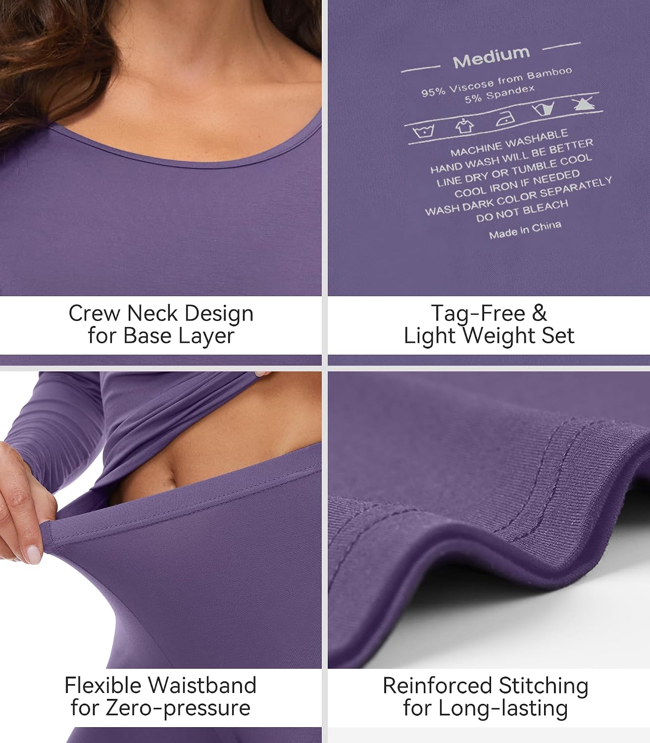WiWi Soft Underwear for Women Thermal Long Johns Sets Super Warm Base Layer Top Pants Pajamas Set Viscose from Bamboo S-3X