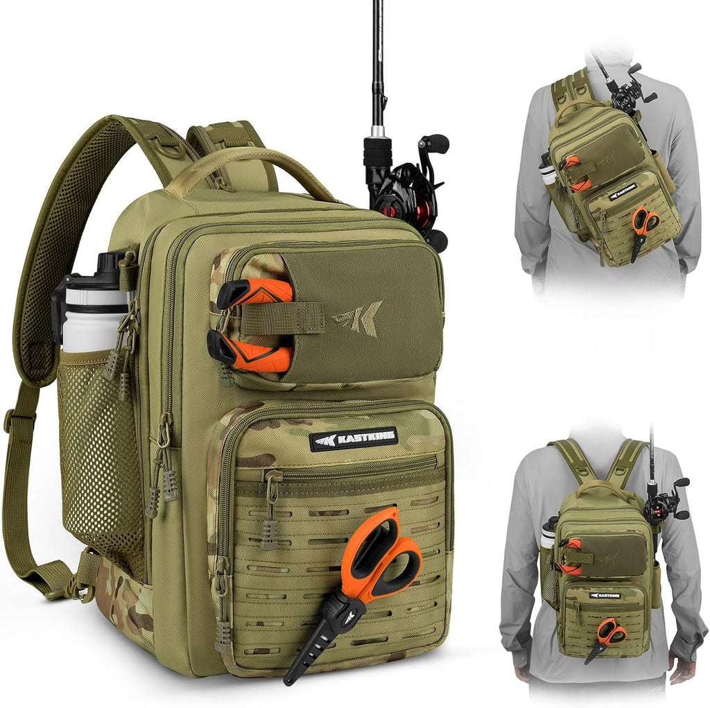 KastKing Blowbak Fishing Sling Bag, Fishing Backpack with Rod Holder