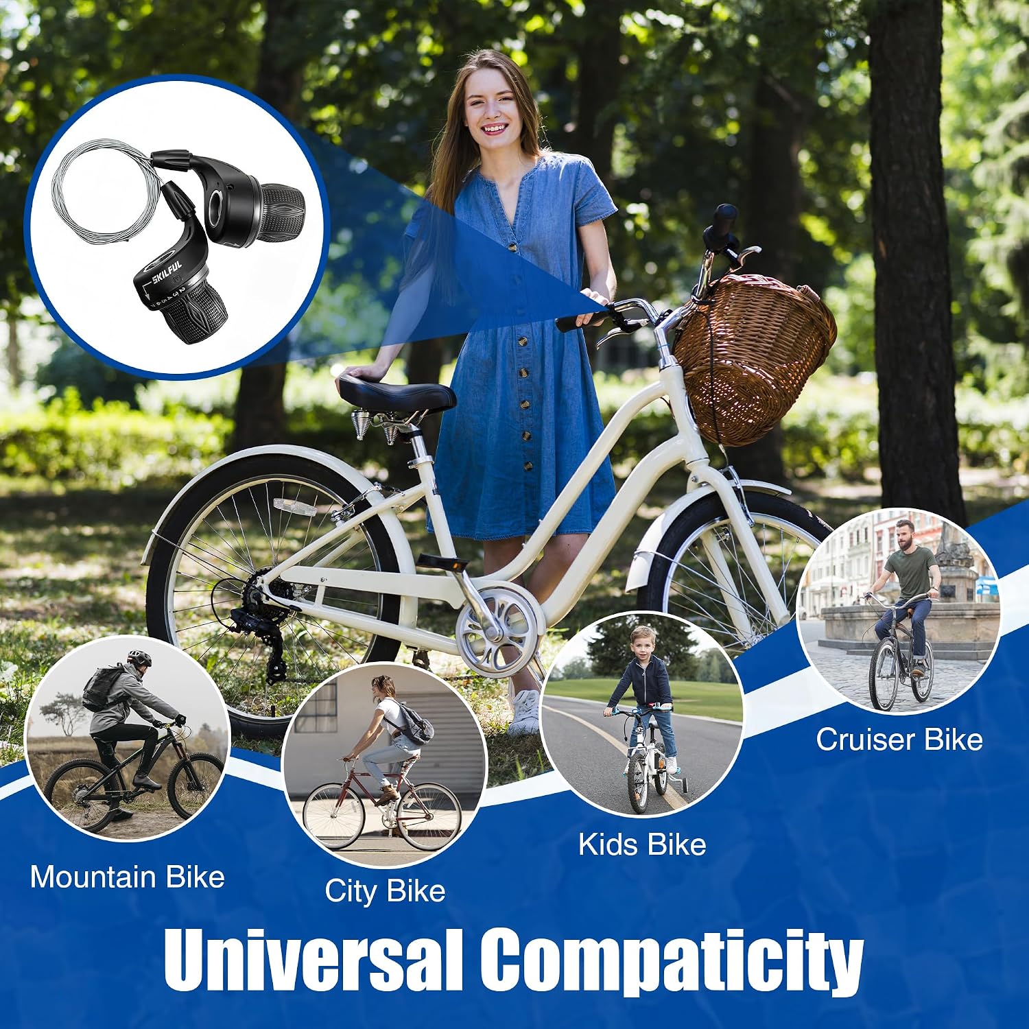 MEGHNA Bicycle Twist Shifter 7 - Speed Grip Shift Mountain Bike 3 x 7 Shifters Gear Grip Shift Set for Kids Bike City Bike etc (Pair) (Black - 3 x 7 Speed no Grips)