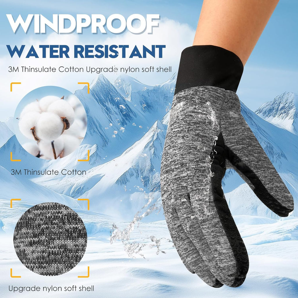 Bruvoalon Winter Gloves for Women & Men, 3M Thermal Insulation, Lycra Fabric, Touchscreen, Anti-Slip