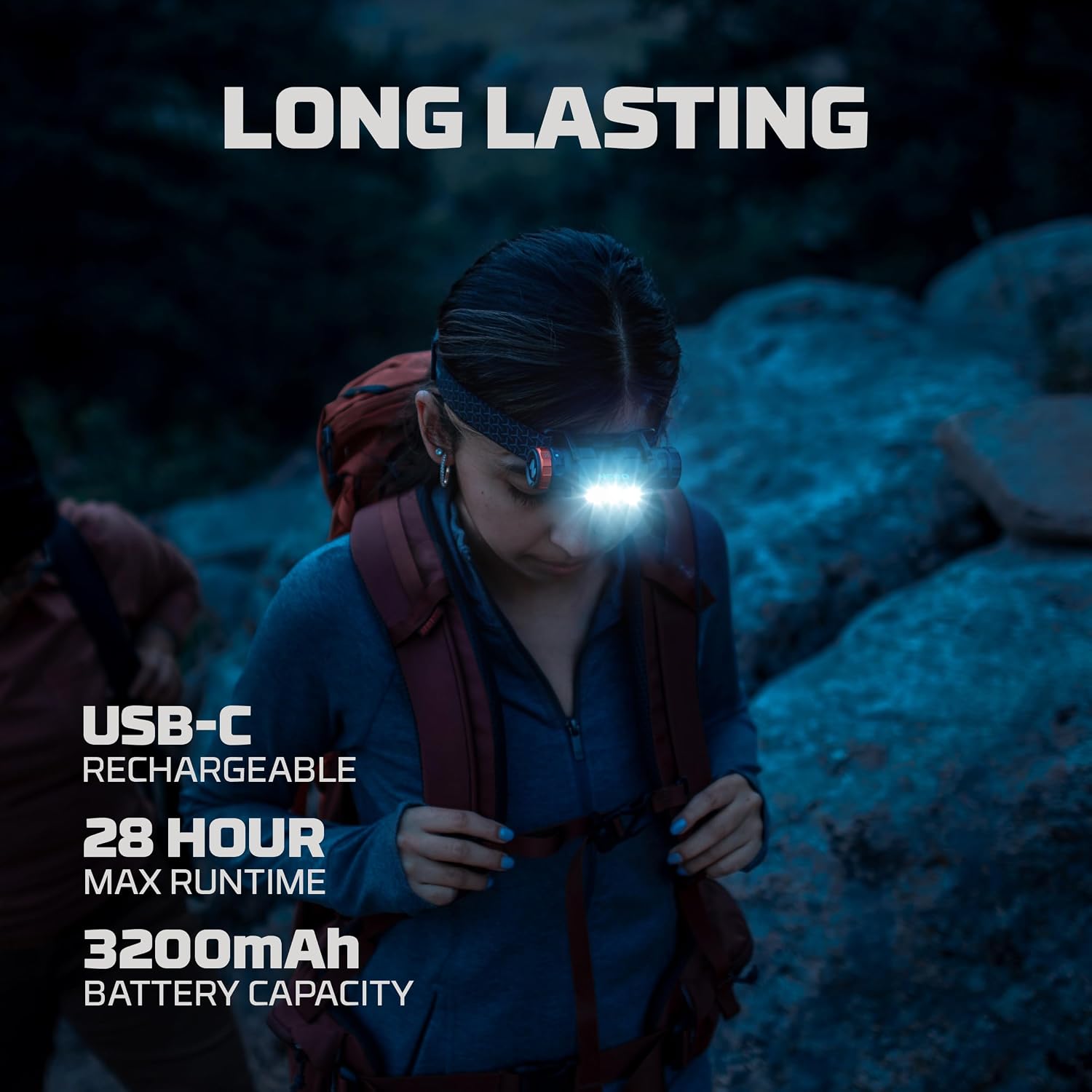 NEBO Transcend 1500 Rechargeable Headlamp | 1,500 Lumens, 5 Light Modes, Detachable Magnetic Work Lamp, Waterproof, Bright LED Head Light for Hiking & Camping, Includes USB Charging Cable