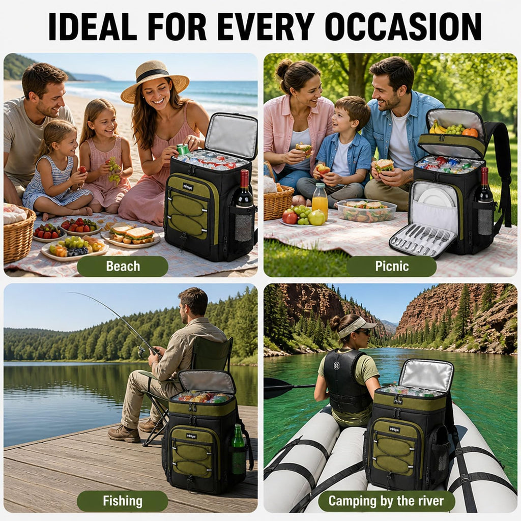 Cooler Backpack Insulated Leakproof, 52 Cans Soft Lunch Ice Bag