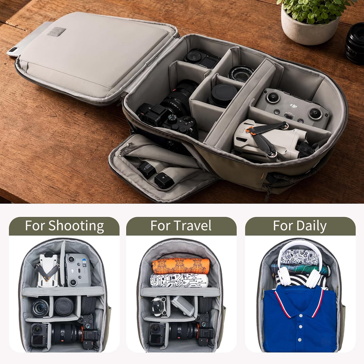 Besnfoto Lightweight Camera Backpack - Everyday Laptop Bag for DSLR Drone