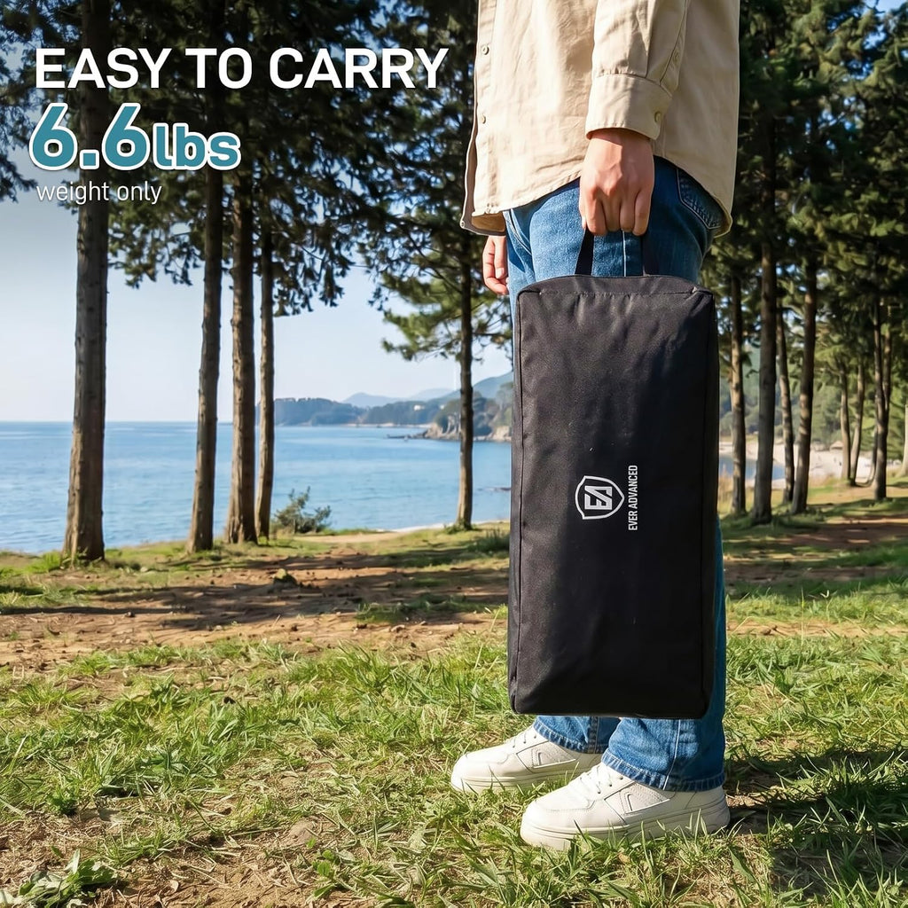 EVER ADVANCED Ultralight Aluminum Camping Cot – 20-Second Fast Fold, Zipper Carry Case, Supports 225Lbs, Compact for Travel & Outdoor, Black