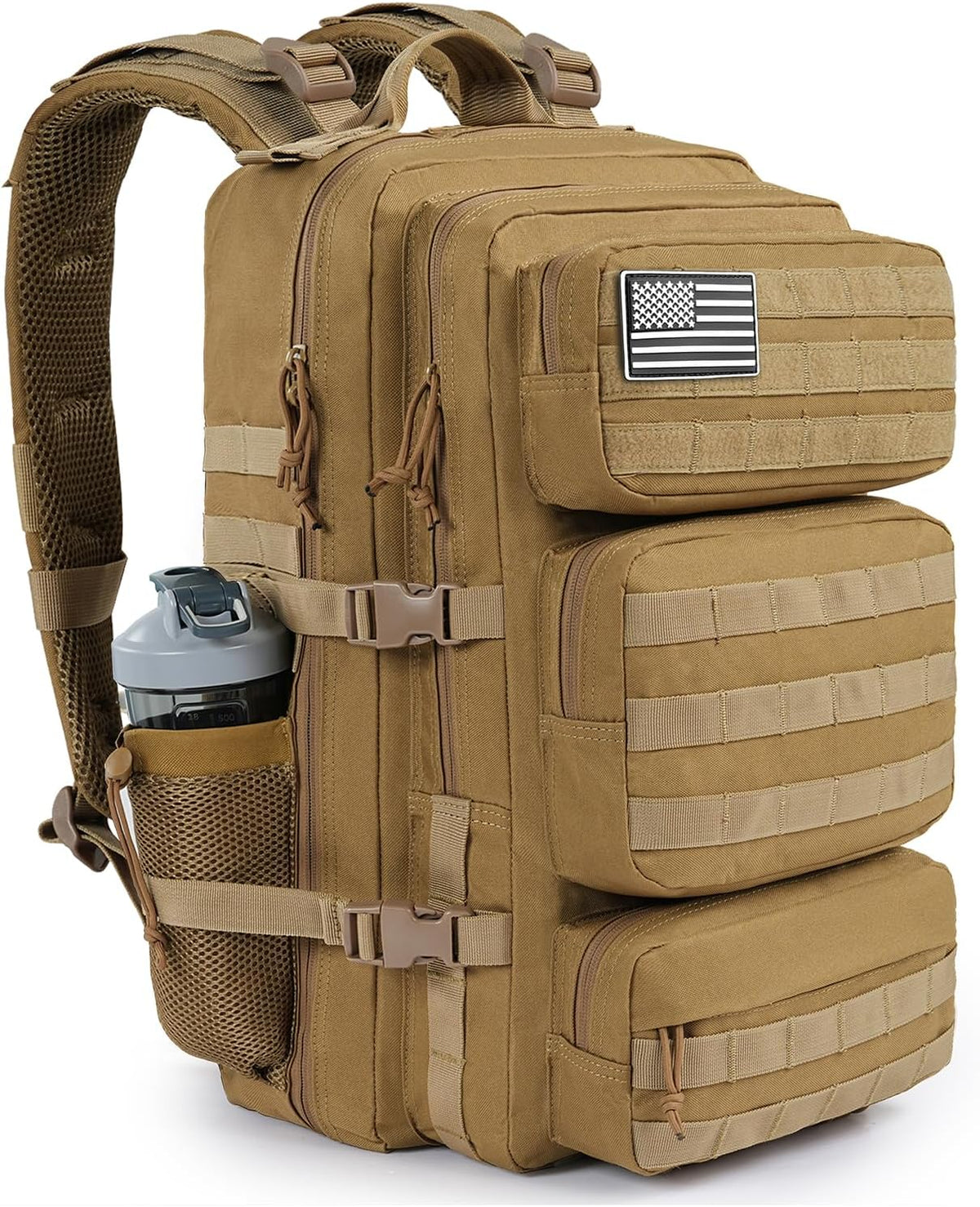 50L Military Tactical Backpack Large Day Backpack for Men Molle Army 3 Days Assault Pack Bug Out Bag Water Resistant and Heavy Duty Hiking Treeking Rucksack - Black