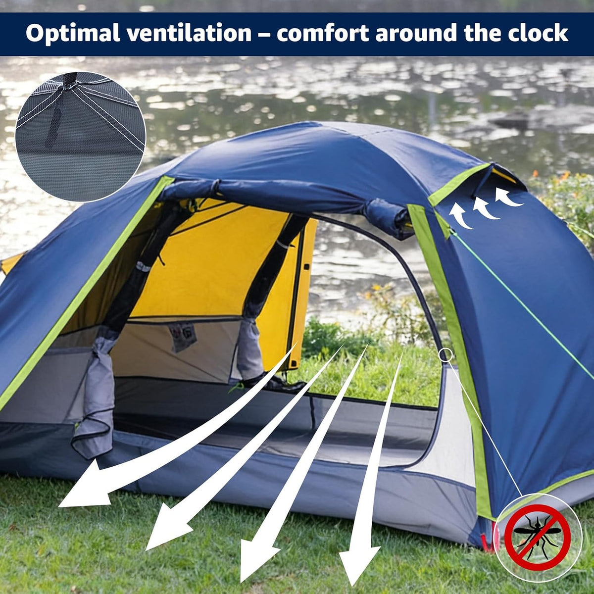 ThreeBears 2-Person Camping Tent, Waterproof & Windproof Lightweight Backpacking Tent for Hiking, Camping, Mountaineering & Travel - Durable & Easy Setup