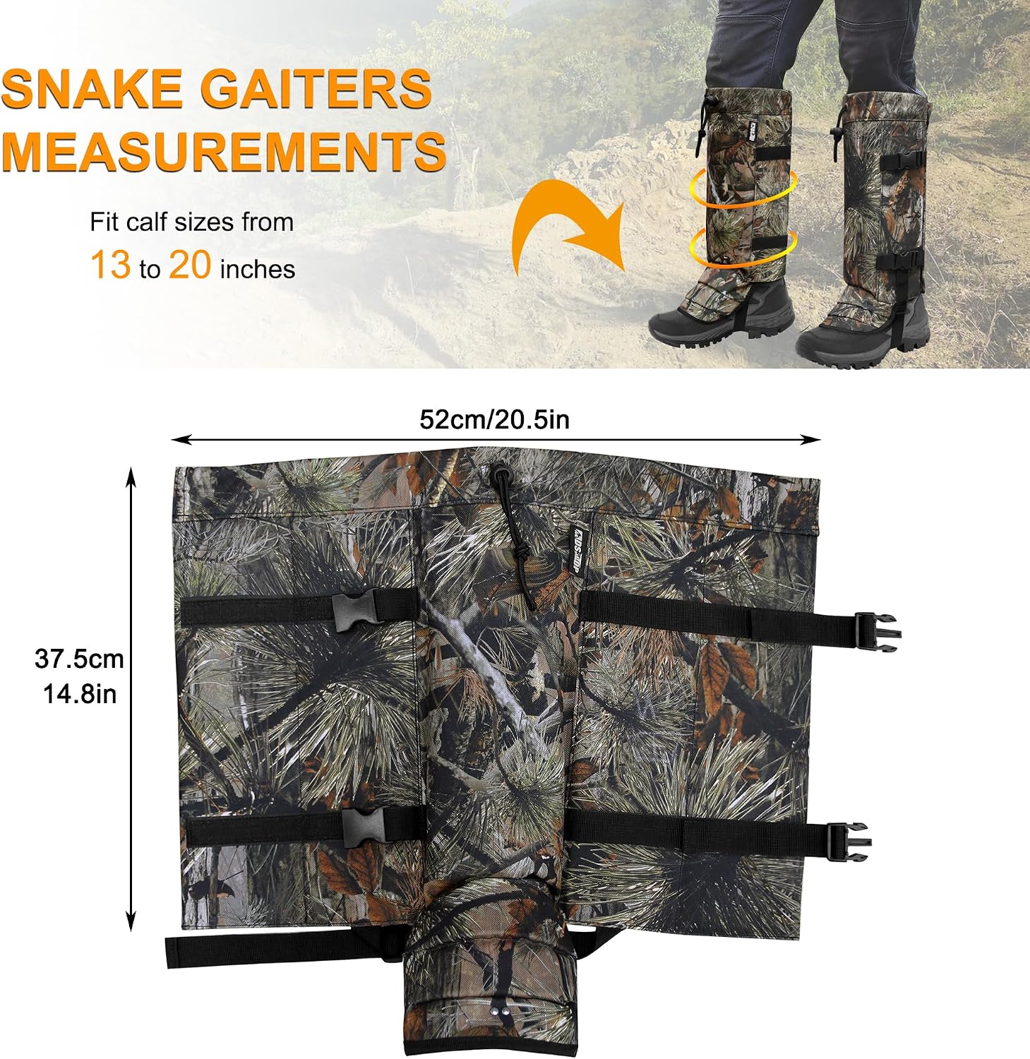 MDSTOP Snake Gaiters Leg Guards, Waterproof Snake Guards, Adjustable Snake Bite Protection for Lower Legs, Snake Chaps for Men & Women, Snake Proof Gaiters for Hunting,Outdoor and Farm Working