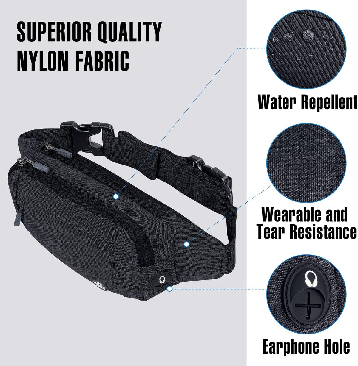 WATERFLY Small Fanny Pack Crossbody Lightweight Waist Bag for Woman Man