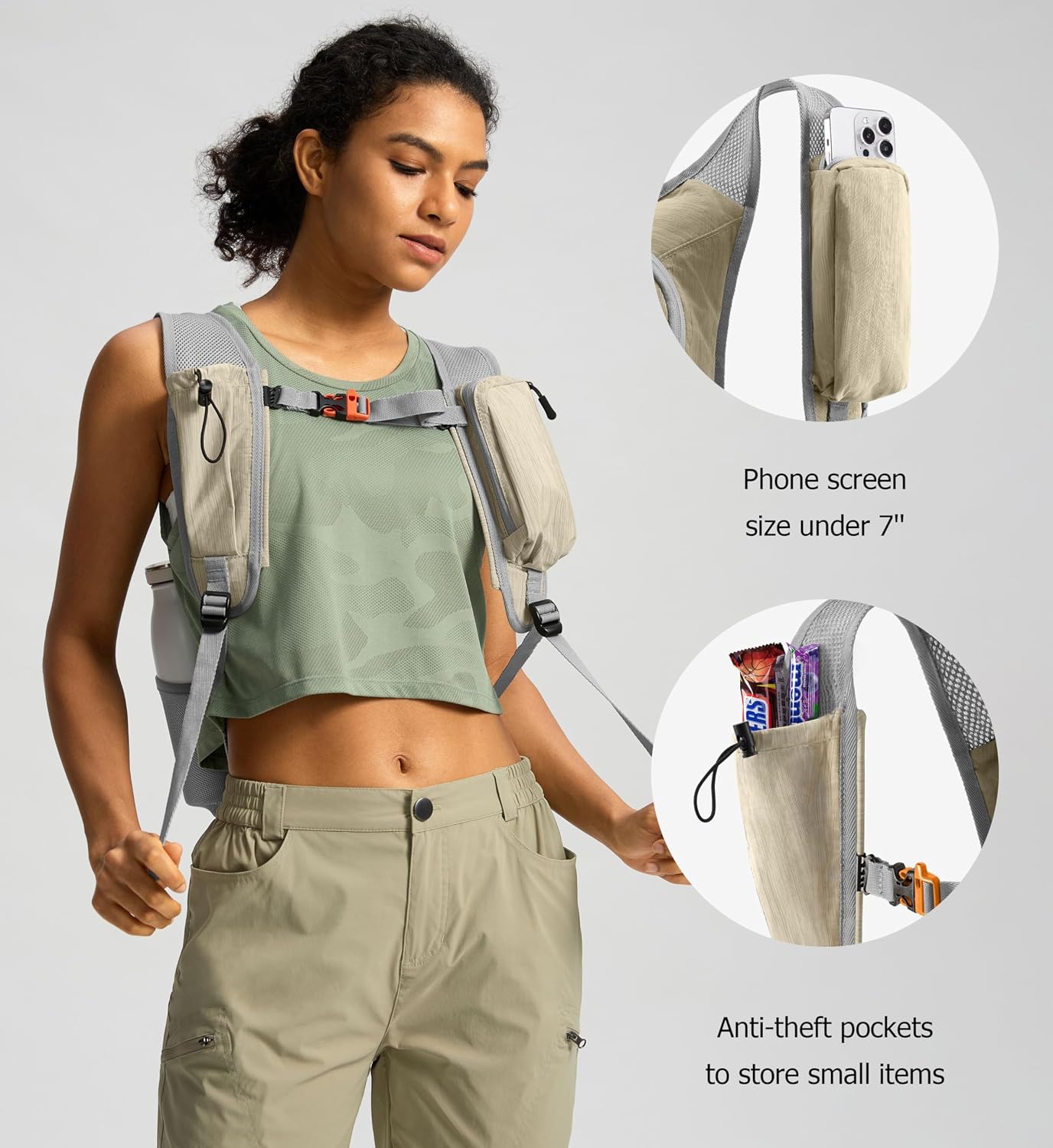 Uselike 10L Small Hiking Backpack Travel Daypack Lightweight Packable Back Pack for Women Men(Beige)