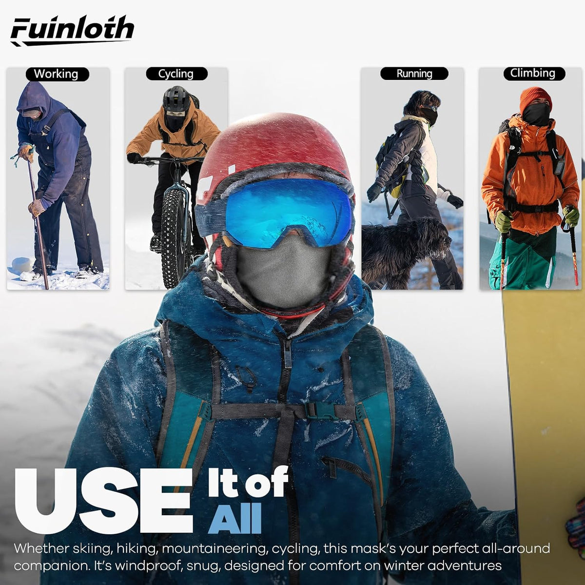 Fuinloth 2 Pack Winter Neck Gaiter, Fleece Warmer Scarf Cold Weather Mask