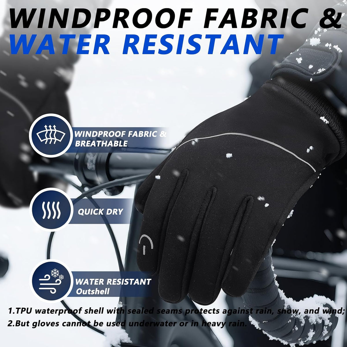 MOREOK Winter Gloves Ski Snow Bike Cycling Gloves Fleece Lining Anti-Slip