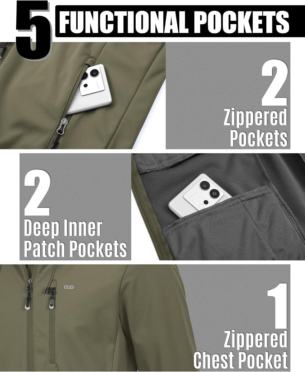 33,000ft Men's Softshell Jacket Hooded Waterproof Windbreaker Rain Jacket
