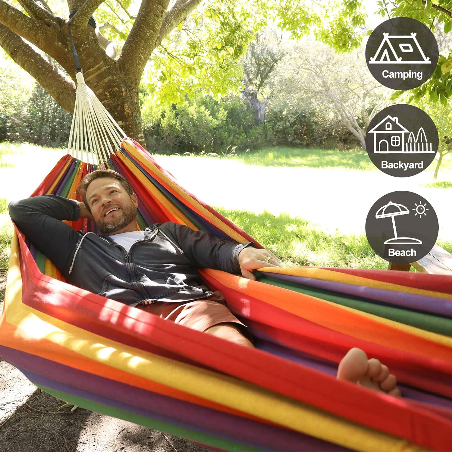 Brazilian Double Hammock with Tree Straps, Extra Large, 450 lbs Capacity