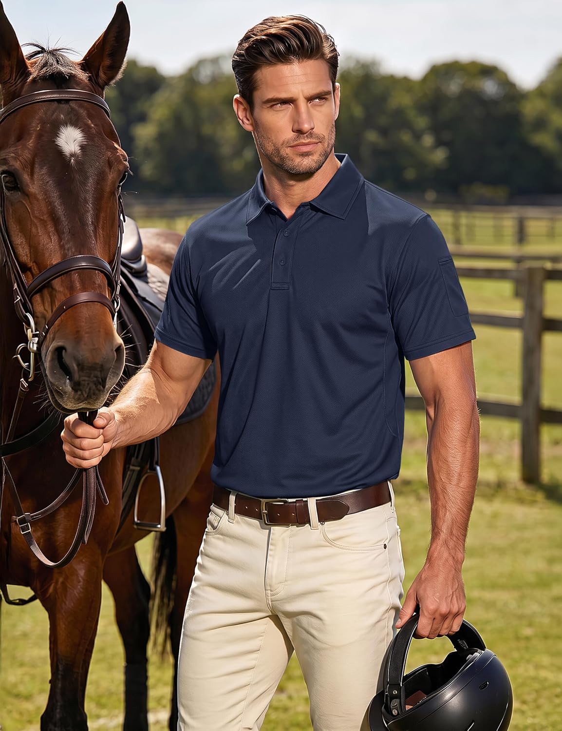 MAGCOMSEN Men's Polo Shirt Quick Dry Performance Short Sleeve Tactical Shirts Pique Jersey Golf Shirt