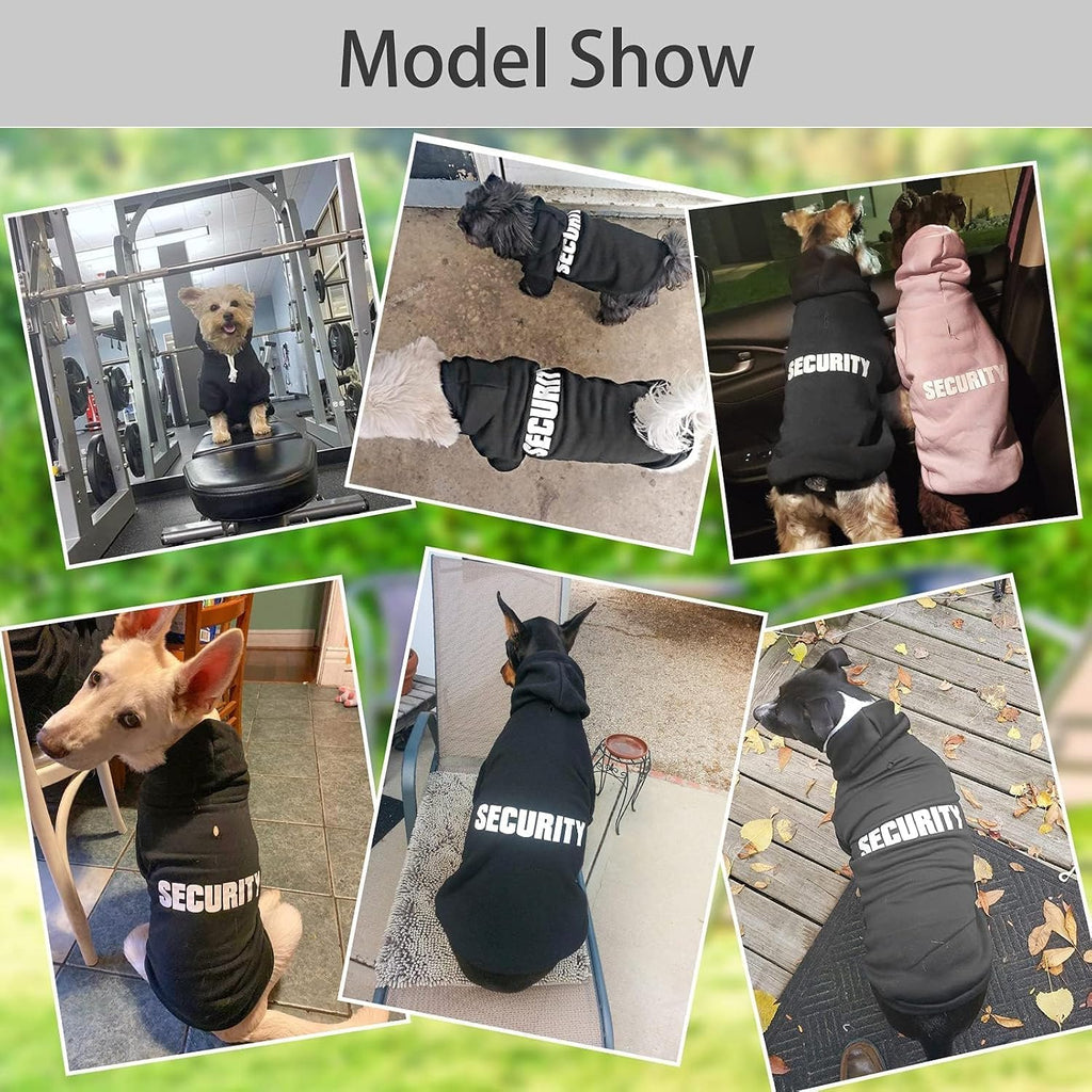 BINGPET Security Dog Hoodie, Pet Sweater Clothes with Leash Hole, Black
