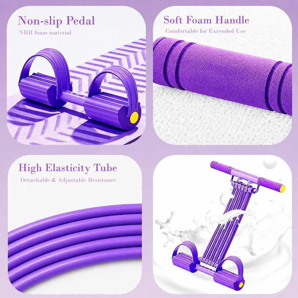 Upgraded 10-Tube Pedal Resistance Band with Handle for Ab Core Workout
