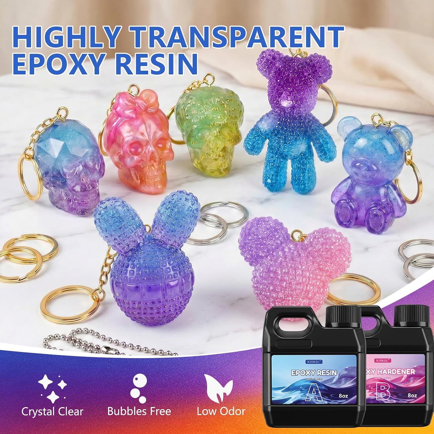 KISREL Epoxy Resin Kit 16OZ with 3D Molds, Electric Drill, Color Dyes Tools