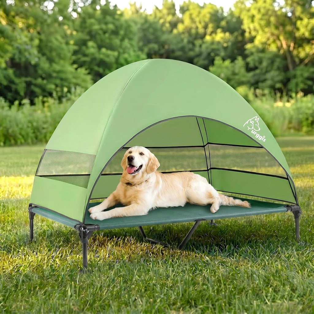 Elevated Dog Bed with Canopy Raised Outdoor Dog Shade Camping Cooling Cot