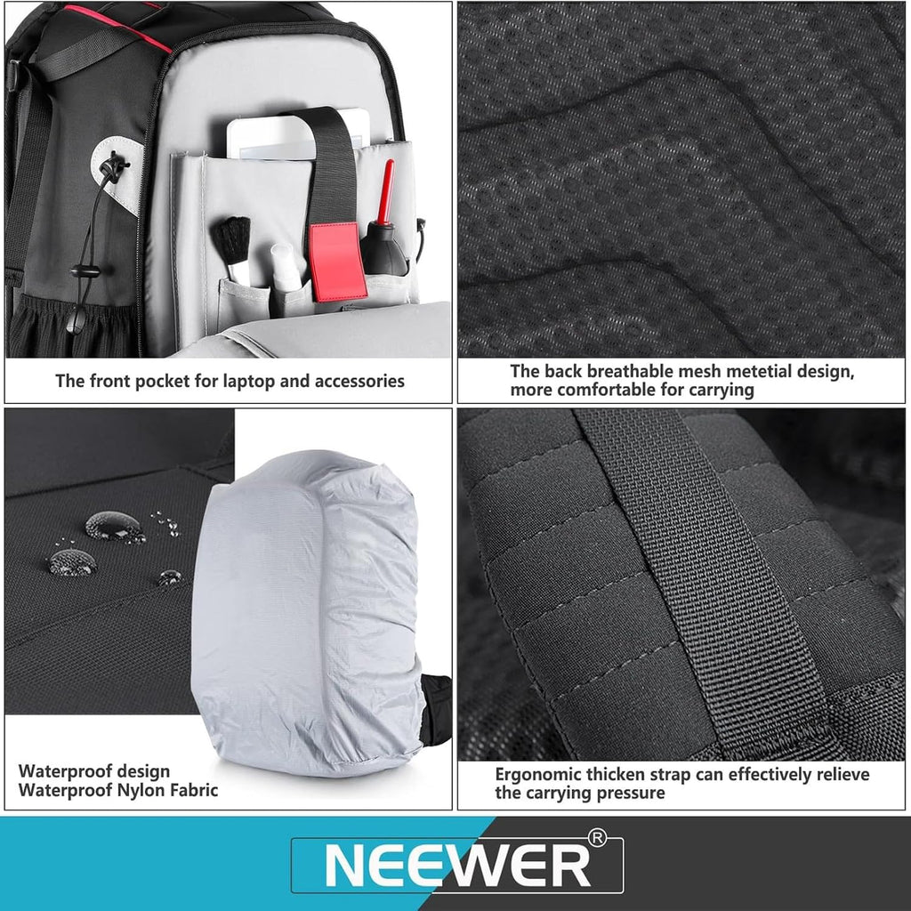 Neewer Pro Camera Case Waterproof Shockproof Adjustable Padded Camera Backpack Bag with Anti-theft Combination Lock for DSLR,DJI Phantom 1 2 3 Professional Drone Tripods Flash Lens and Other Accessory