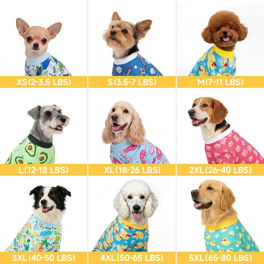 XPUDAC 4 Pack Dog Pajamas for Small Dogs Pjs Clothes Puppy Onesies, M