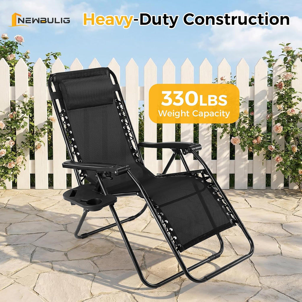 NEWBULIG Zero Gravity Chairs Set of 2, Folding Lounge Recliner Chair