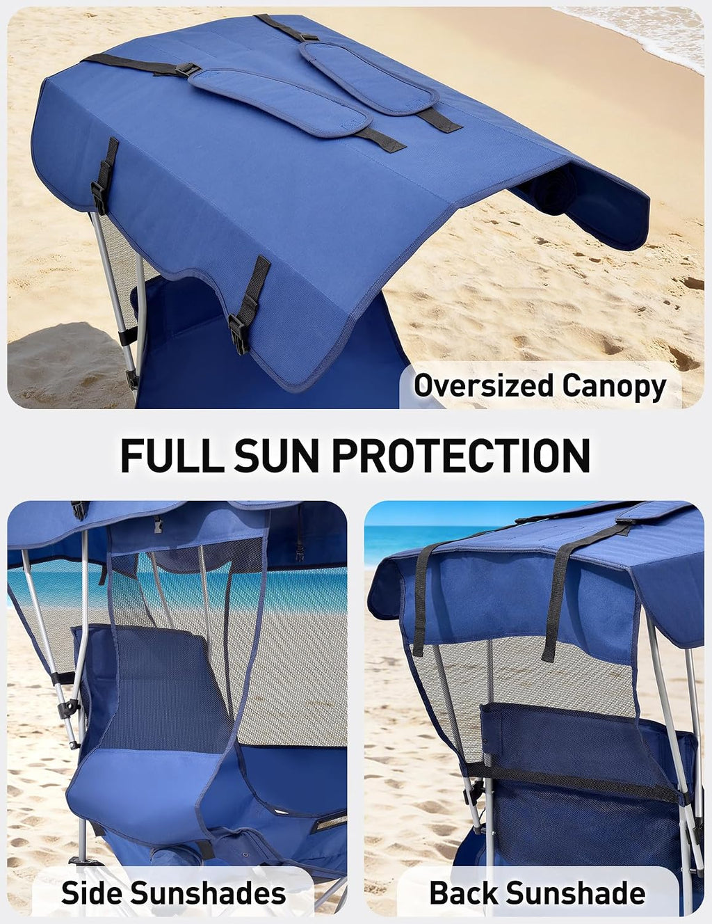 EO Living Oversized Camping Chair with Canopy Shade - 400 LBS Heavy Duty