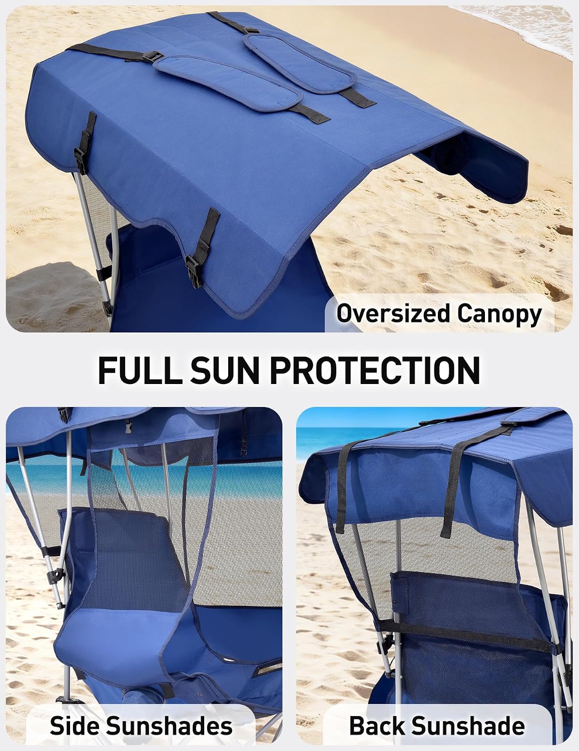 EO Living Oversized Camping Chair with Canopy Shade - 400 LBS Heavy Duty