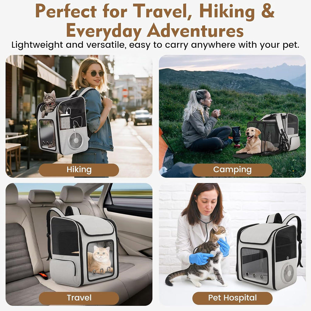 Cat Backpack Carrier with Cooling Fan & Heating Pad up to 18 lbs