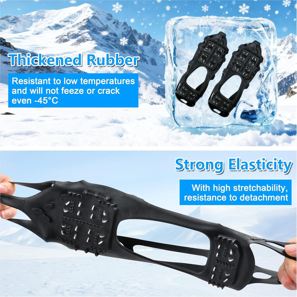 Ice Snow Cleats for Shoes and Boots, Walk Traction Cleats Crampons 24 Studs Anti Slip Ice Snow Grippers Overshoe for Women Men Kids Walking on Snow Ice