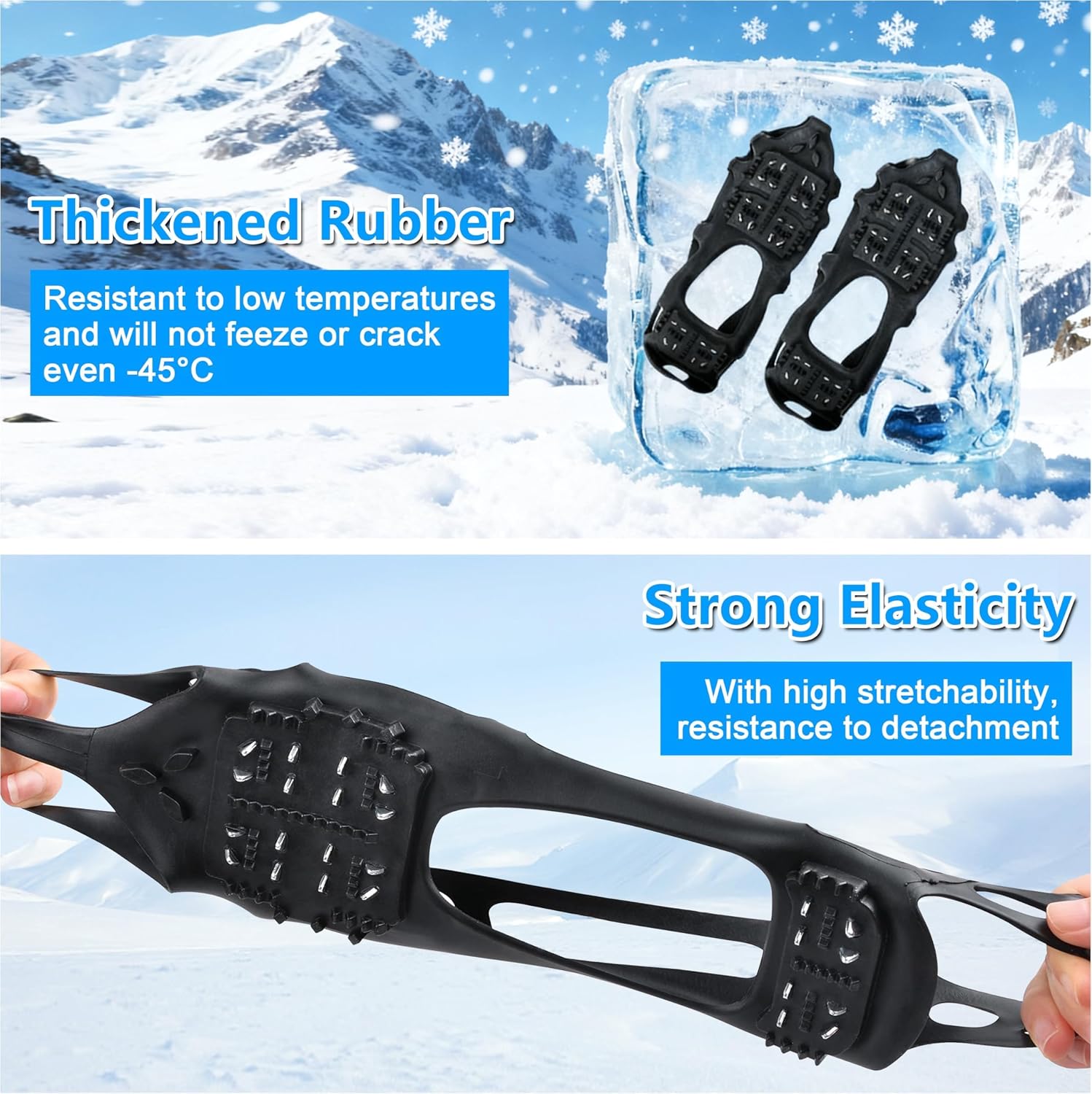 Ice Snow Cleats for Shoes and Boots, Walk Traction Cleats Crampons 24 Studs Anti Slip Ice Snow Grippers Overshoe for Women Men Kids Walking on Snow Ice