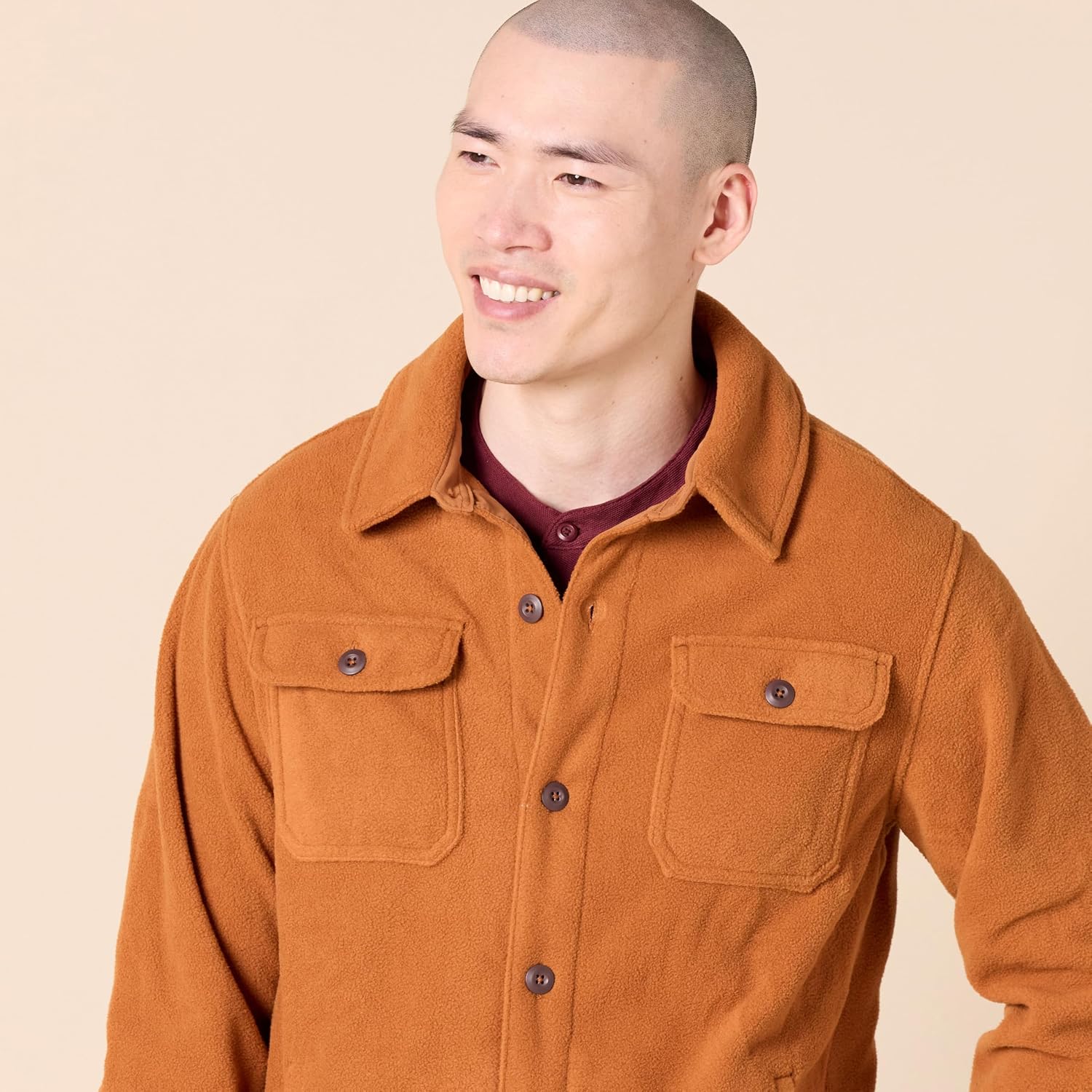 Amazon Essentials Men's Long-Sleeve Polar Fleece Shirt Jacket for Winter, Jackets