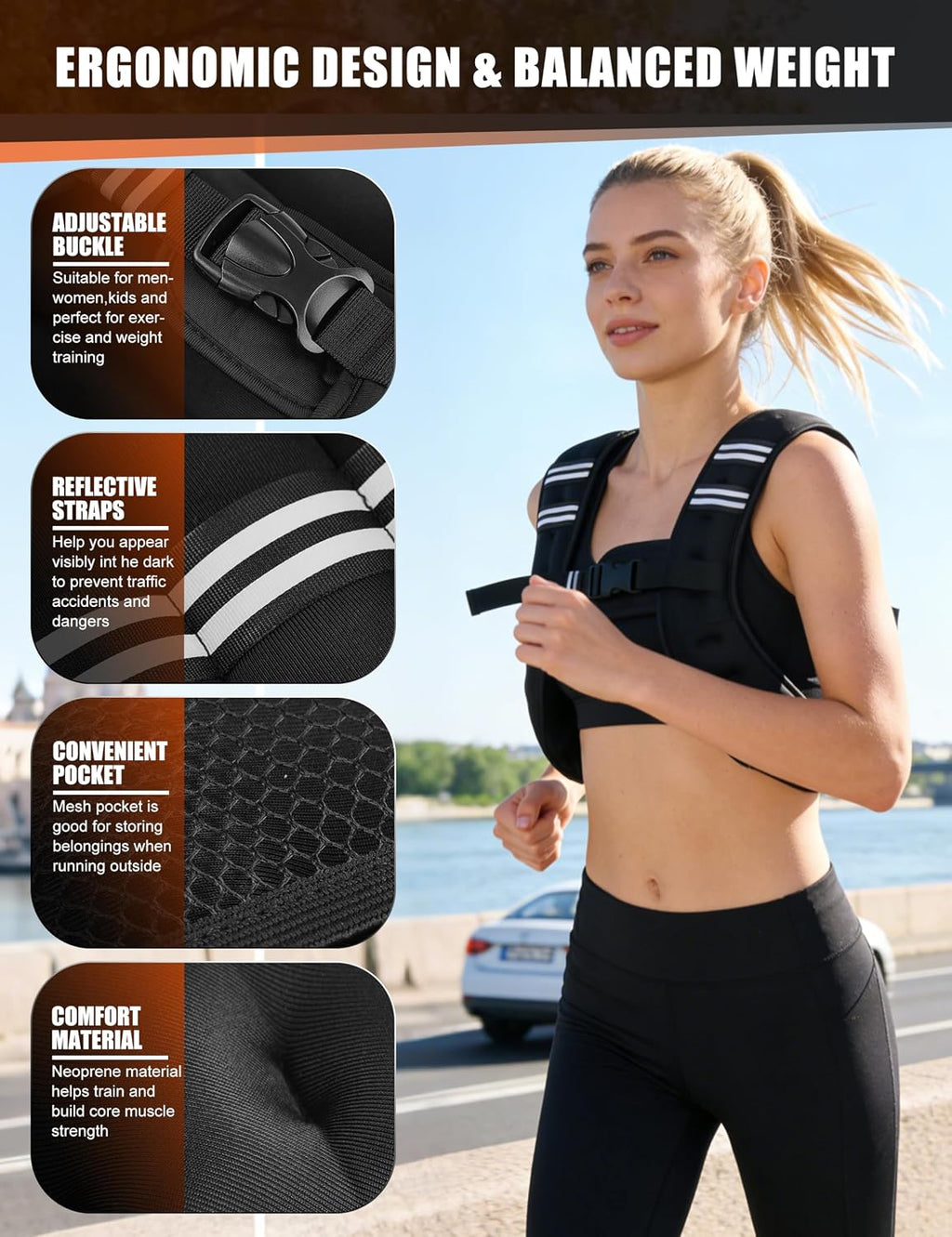 Henkelion Weighted Vest Weight Vest for Men Women Kids Weights Included, Body Weight Vests Adjustable for Running, Training Workout, Jogging, Walking