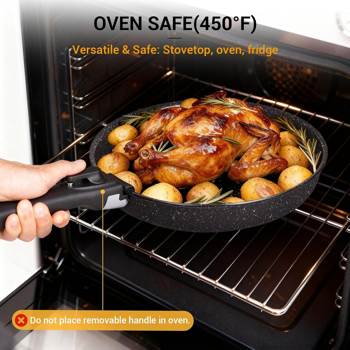 Ammeloo 21Pcs Pots and Pans Set Non Stick with Detachable Handle Frying Pan