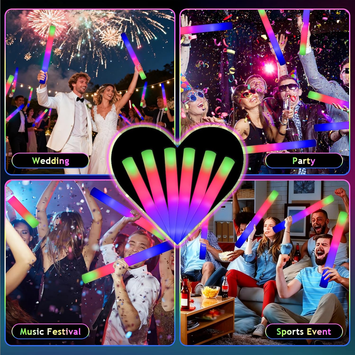 58PCS LED Foam Glow Sticks Bulk, Foam Light up Sticks 3 Modes Flashing Glow in the Dark Light up Party Favors Supplies for Birthday, Wedding, Raves, Concert Foam Glow Sticks