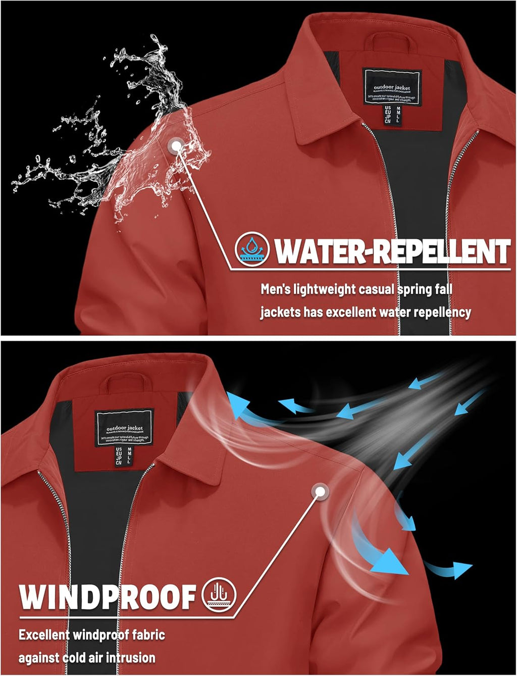 TACVASEN Men's Lightweight Jacket Fall Water-repellent Windbreaker Jackets